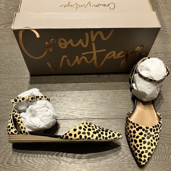 Crown Vintage Calf Hair Ankle Strap Flats - NWOT - Picture 2 of 6